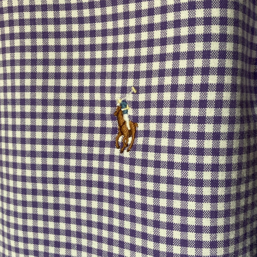 Polo Ralph Lauren Men's Purple & White Gingham Button-Down Dress Shirt - Picture 2 of 4